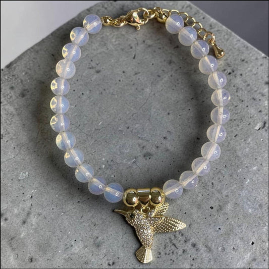 Pulsera Colibri piedra cuarzo luna